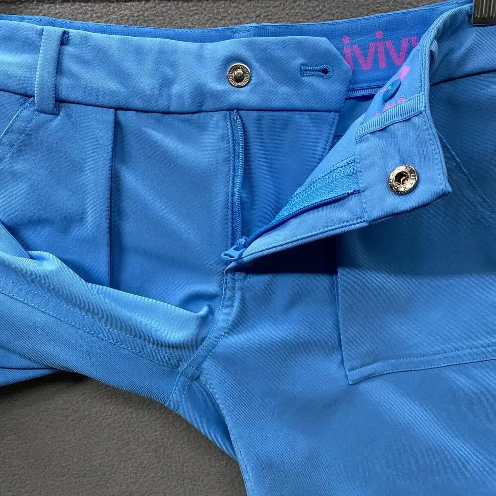 Ivivva Lululemon Girls Shorts 7 Blue Pockets Stretch Comfort‎ Casual